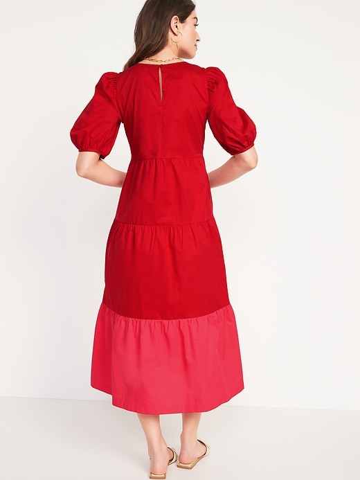 Image number 2 showing, Tiered Two-Tone All-Day Midi Swing Dress for Women