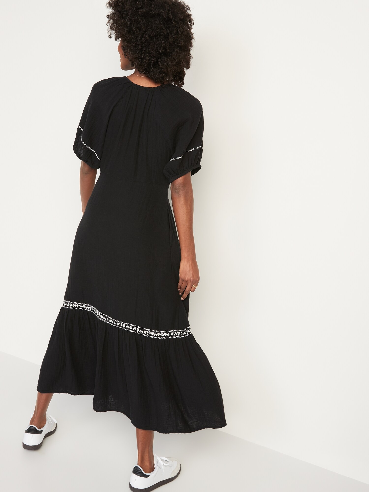 Crinkle-Crepe Maxi Swing Dress for Women Old Navy