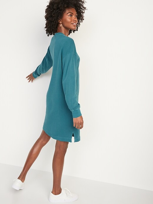 Long Sleeve Mini Sweatshirt Shift Dress for Women