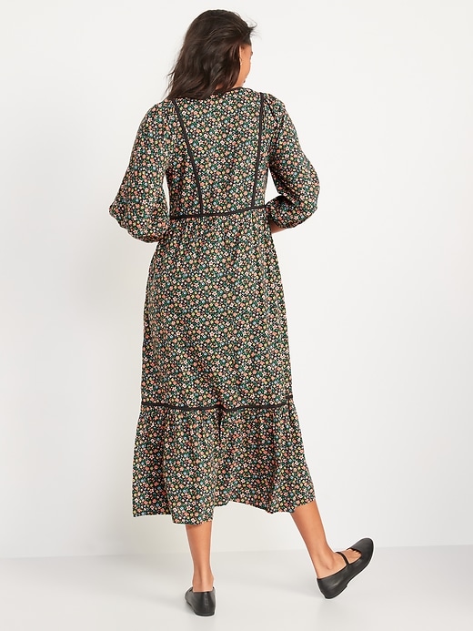 Image number 2 showing, Tie-Neck 3/4-Sleeve All-Day Maxi Swing Dress