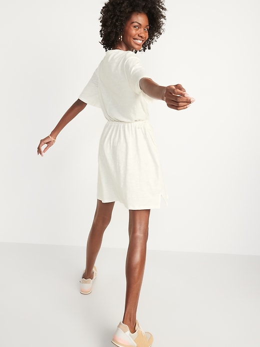 Image number 2 showing, Waist-Defined Short-Sleeve Slub-Knit Mini T-Shirt Dress