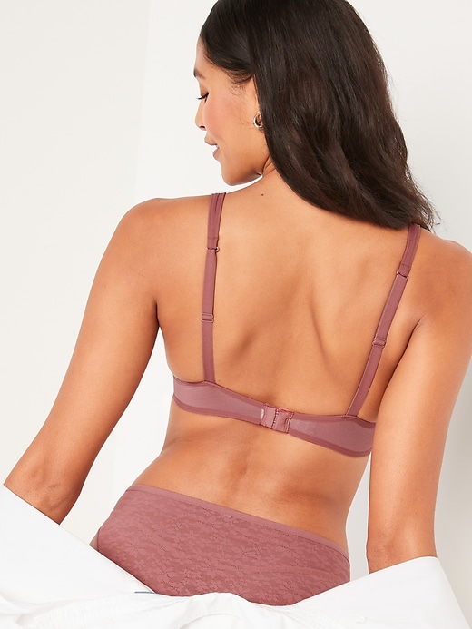 View large product image 2 of 6. Mesh Unlined Underwire Plunge Bra