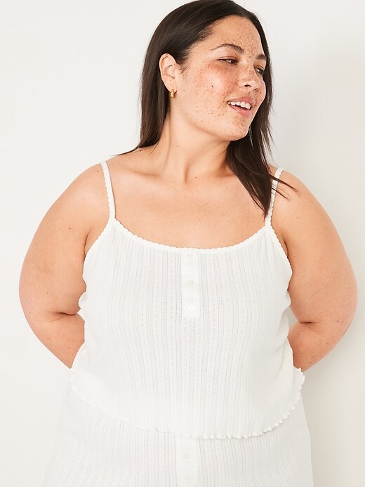 Image number 7 showing, Cropped Pointelle-Knit Henley Cami Top