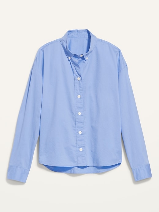 Image number 4 showing, Long-Sleeve Cropped Boyfriend Shirt