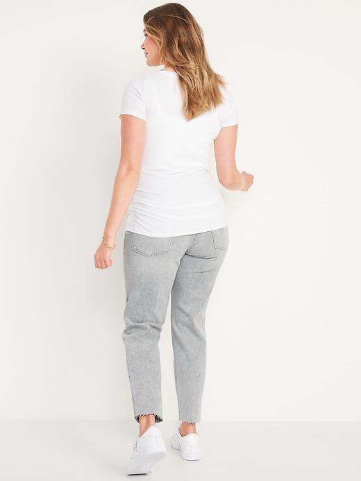 Image number 2 showing, Maternity Full Panel O.G. Straight Ripped Gray Jeans