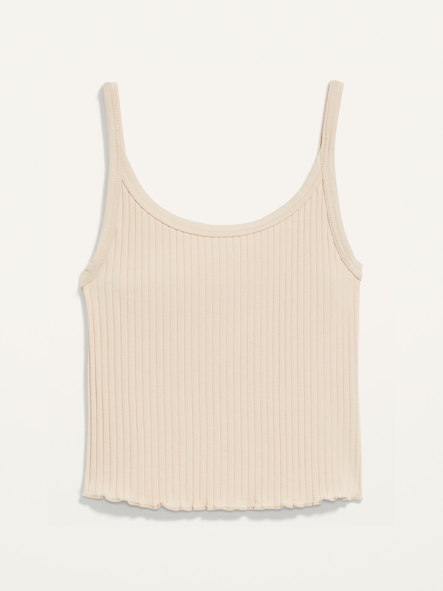 Fitted Cropped Lettuce-Edge Rib-Knit Tank Top for Women | Old Navy