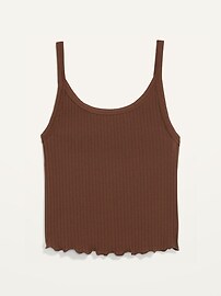 Fitted Cropped Lettuce-Edge Rib-Knit Tank Top for Women | Old Navy