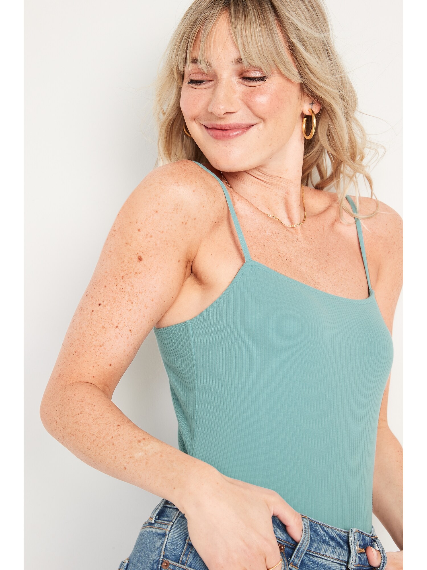 Fitted Cami Rib-Knit Bodysuit | Old Navy