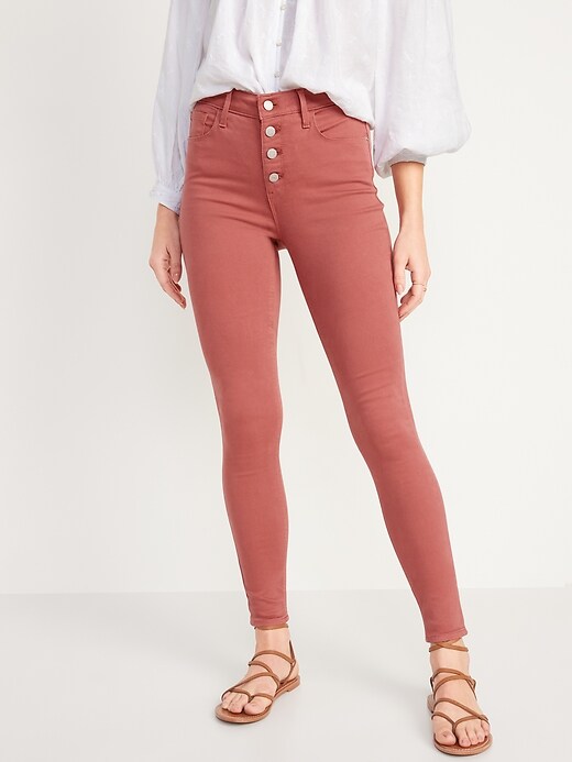 Oldnavy High-Waisted Button-Fly Pop-Color Rockstar Super Skinny Jeans for Women