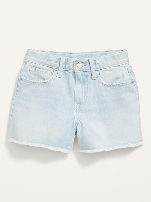 View large product image 1 of 2. High-Waisted Light-Wash Cut-Off Jean Shorts for Girls