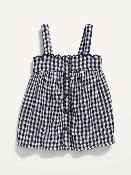 View large product image 1 of 2. Sleeveless Button-Front Gingham Swing Top for Toddler Girls