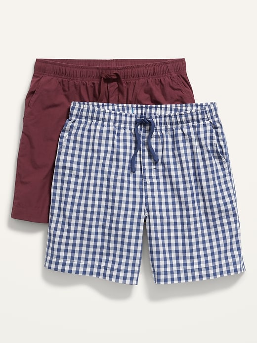 View large product image 1 of 1. Cotton Poplin Pajama Shorts 2-Pack --7-inch inseam