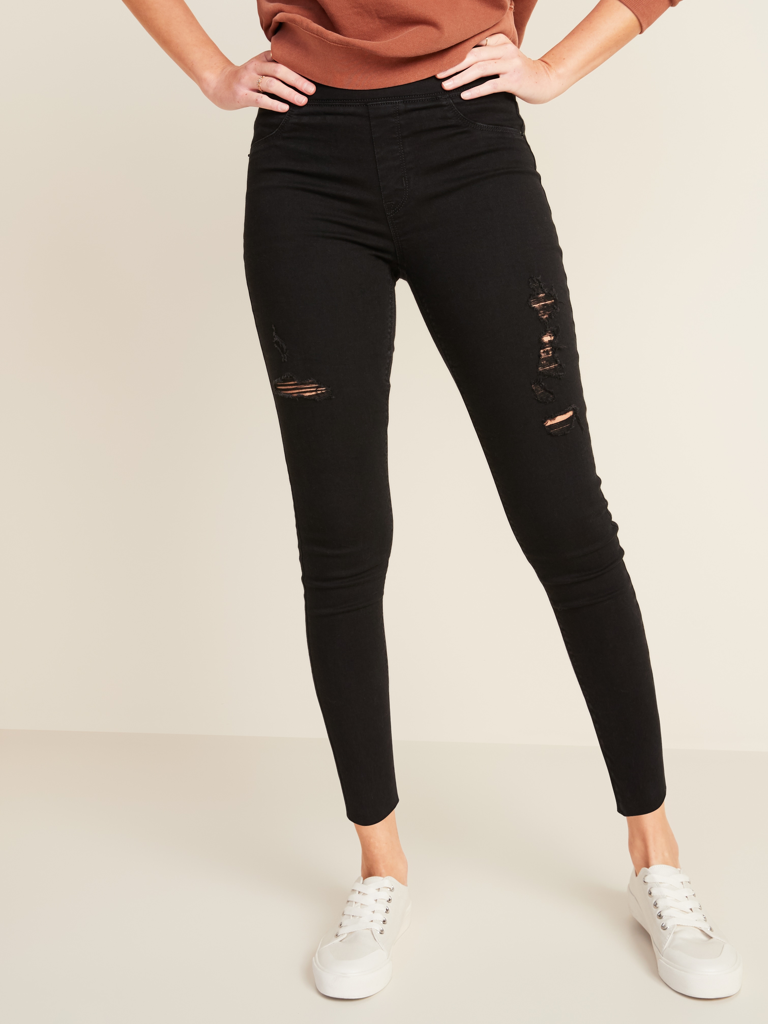 black distressed jeggings