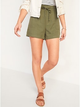 Navy linen hot sale shorts womens