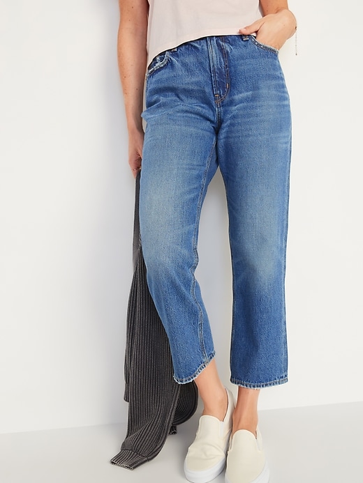 High-Waisted Slouchy Straight Cropped 