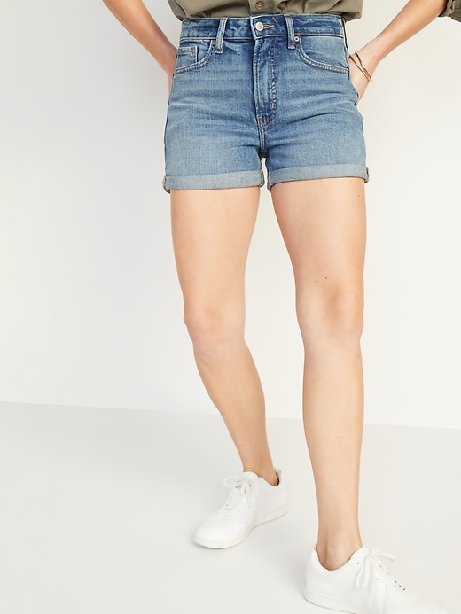 Image number 1 showing, High-Waisted O.G. Straight Jean Shorts for Women -- 3-inch inseam