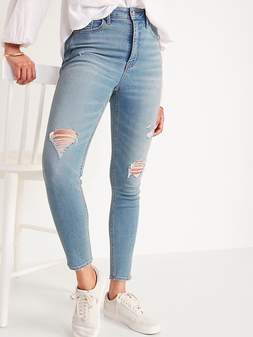 Extra High-Waisted Rockstar 360° Stretch Super Skinny Ripped Jeans for ...