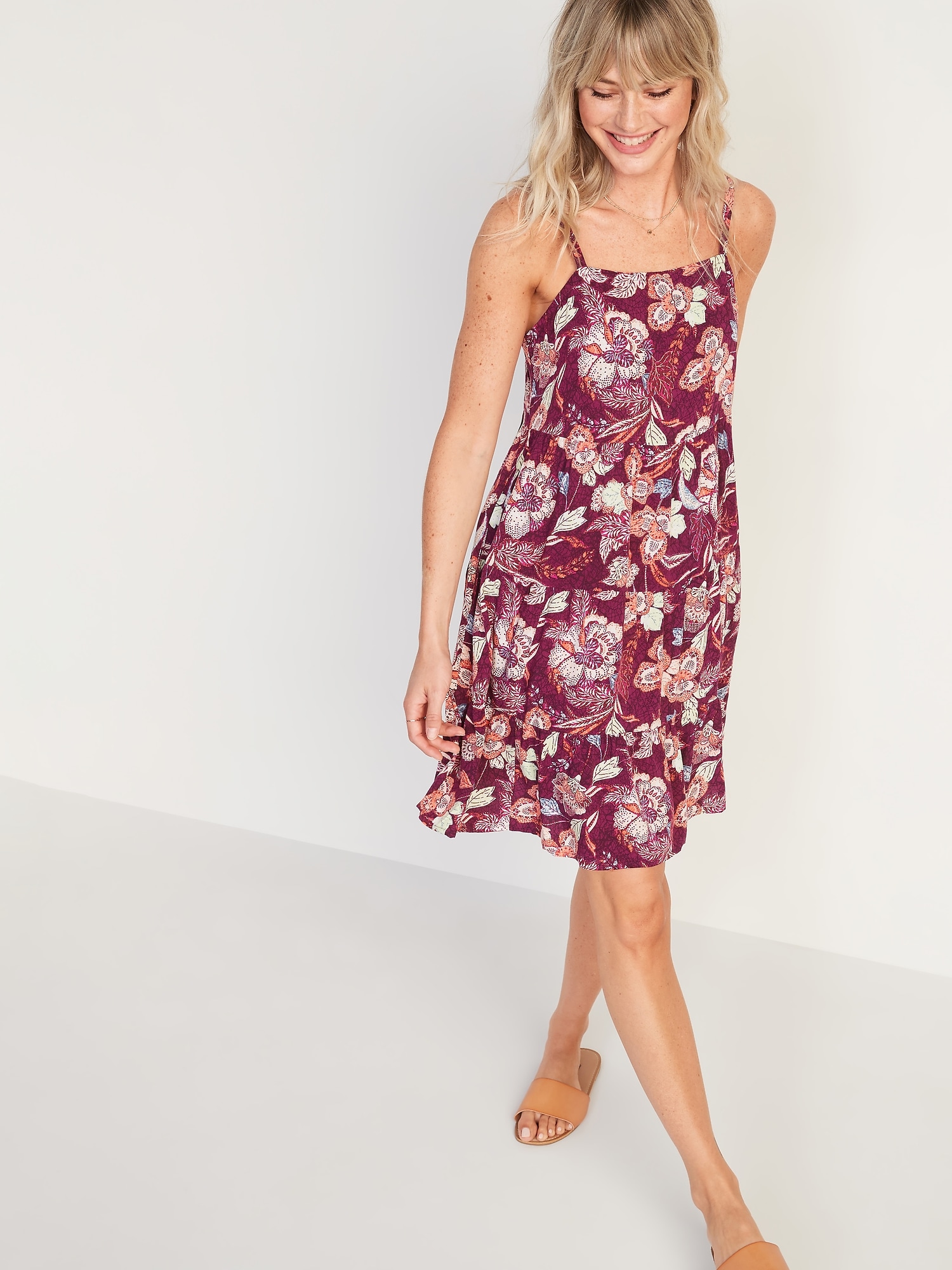 Old navy black floral swing cheap dress