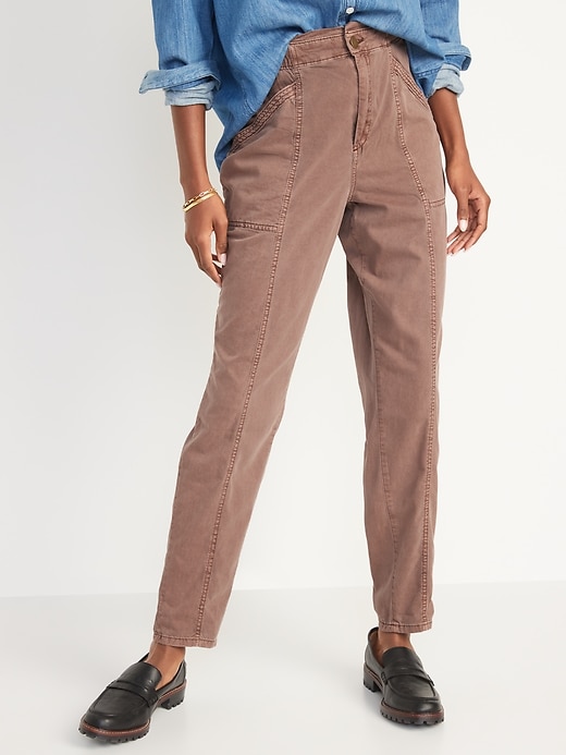 Image number 1 showing, High-Waisted Garment-Dyed Utility Pants for Women