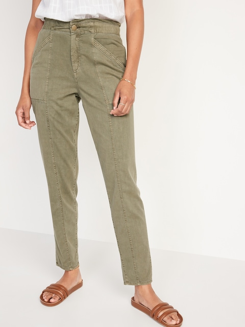 High-Waisted Garment-Dyed Utility Pants - Arboretum