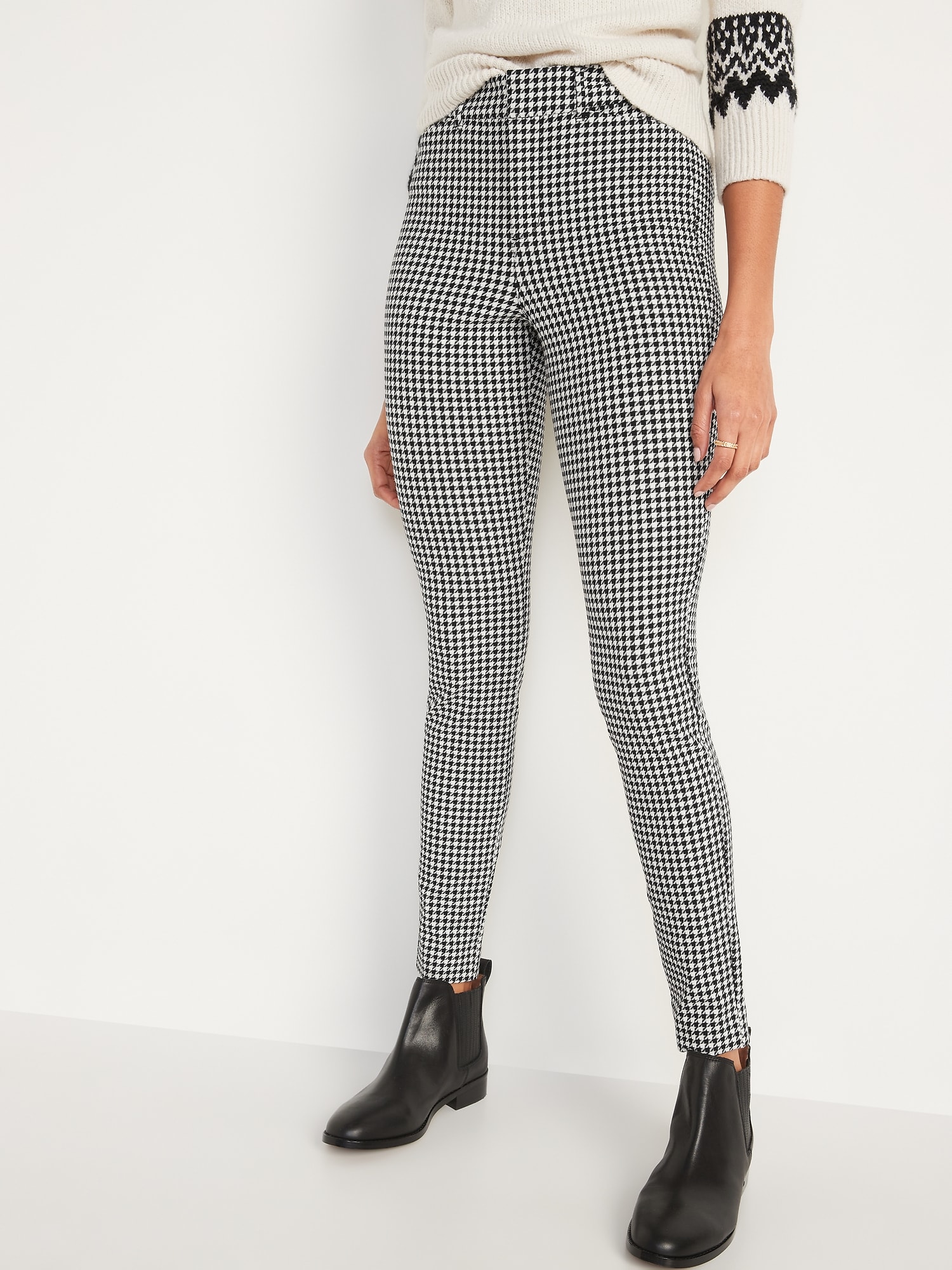 High-Waisted Houndstooth Pixie Skinny Pants for Women | Old Navy