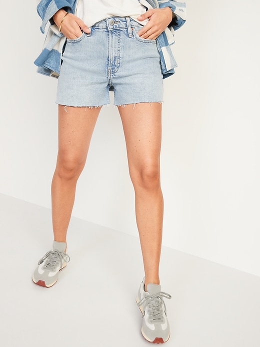Image number 1 showing, High-Waisted O.G. Straight Cut-Off Jean Shorts -- 3-inch inseam