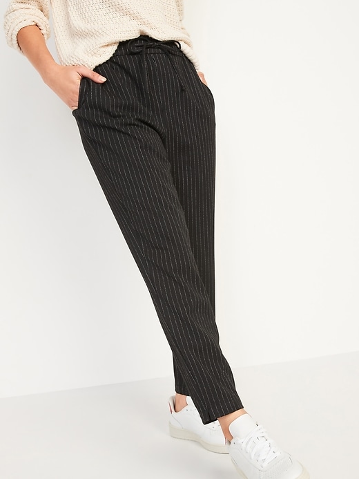 Image number 1 showing, High-Waisted Soft-Brushed Pull-On Ankle Pants for Women