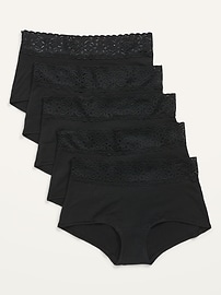 Supima® Cotton-Blend Lace-Trim Boyshort Underwear 5-Pack