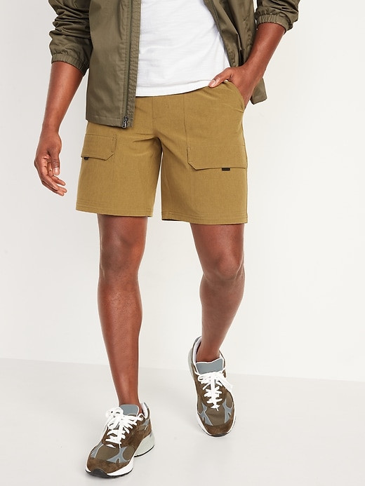 Image number 1 showing, StretchTech Water-Repellent Cargo Hike Shorts --9-inch inseam