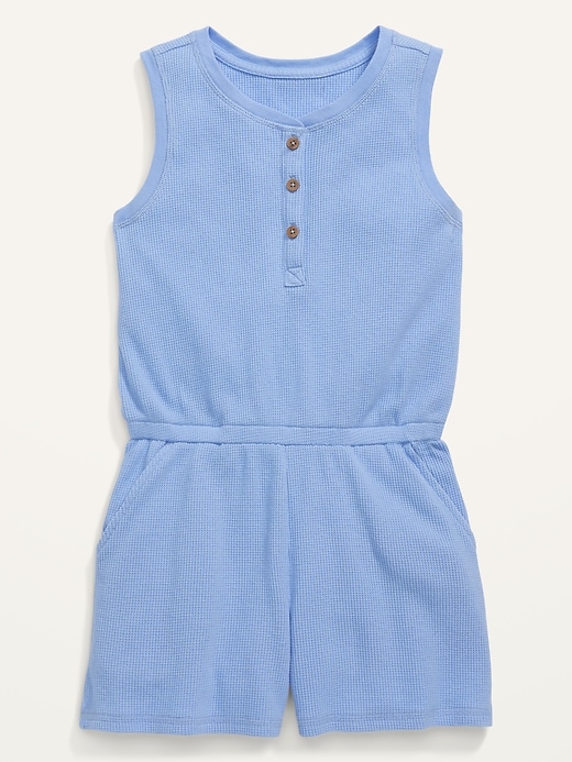 View large product image 1 of 1. Sleeveless Waffle-Knit Romper for Girls