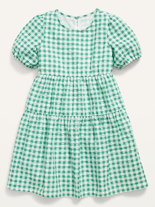 Textured Tiered Puff-Sleeve All-Day Dress for Girls | Old Navy