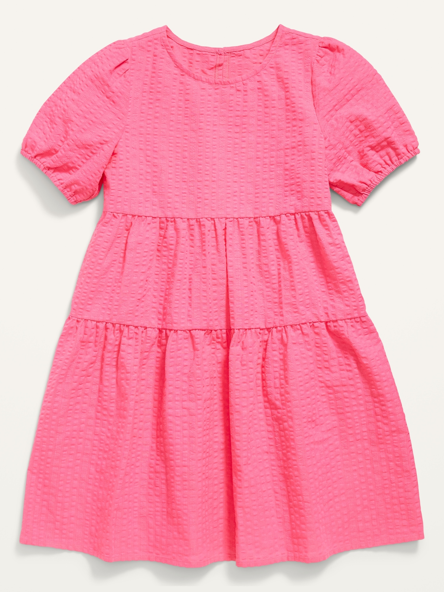 Oldnavy Textured Tiered Puff-Sleeve All-Day Dress for Girls