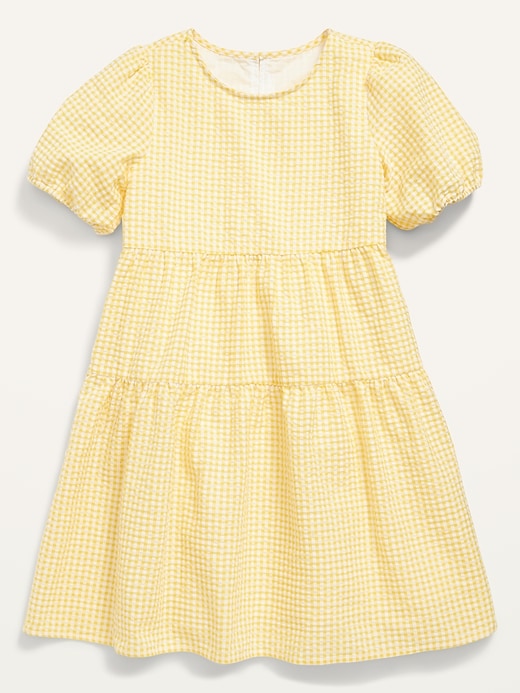 View large product image 1 of 3. Textured Tiered Puff-Sleeve All-Day Dress for Girls