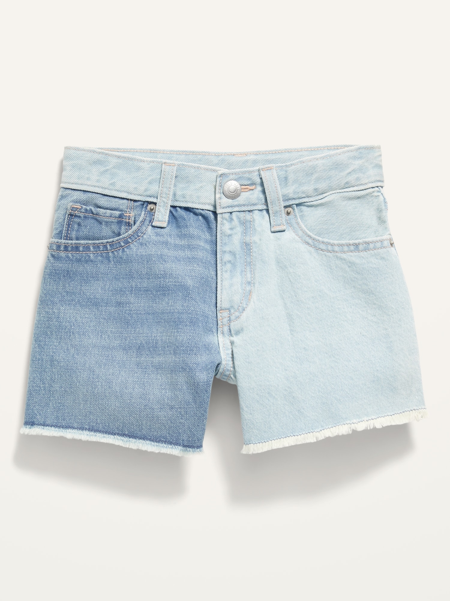 High-Waisted Two-Tone Frayed-Hem Jean Shorts for Girls | Old Navy