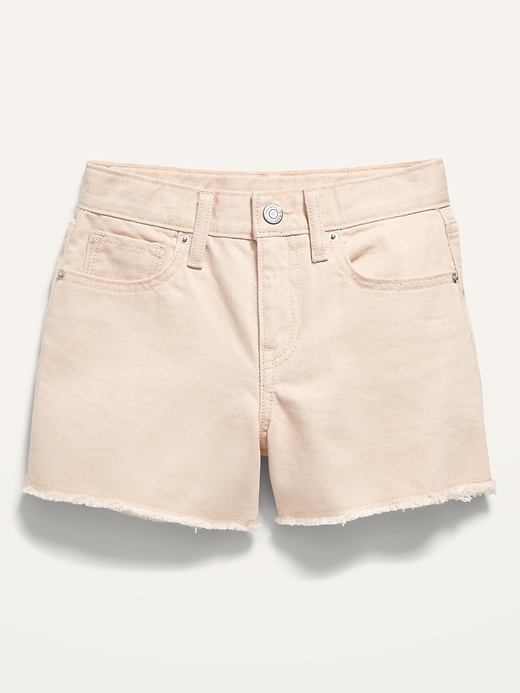 View large product image 1 of 2. High-Waisted Frayed-Hem Jean Shorts for Girls