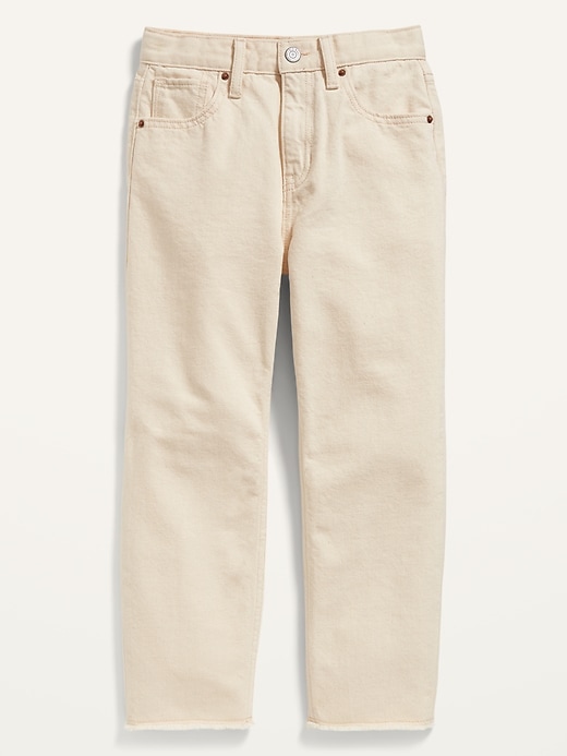 View large product image 1 of 4. High-Waisted Slouchy Straight Frayed-Hem Jeans for Girls