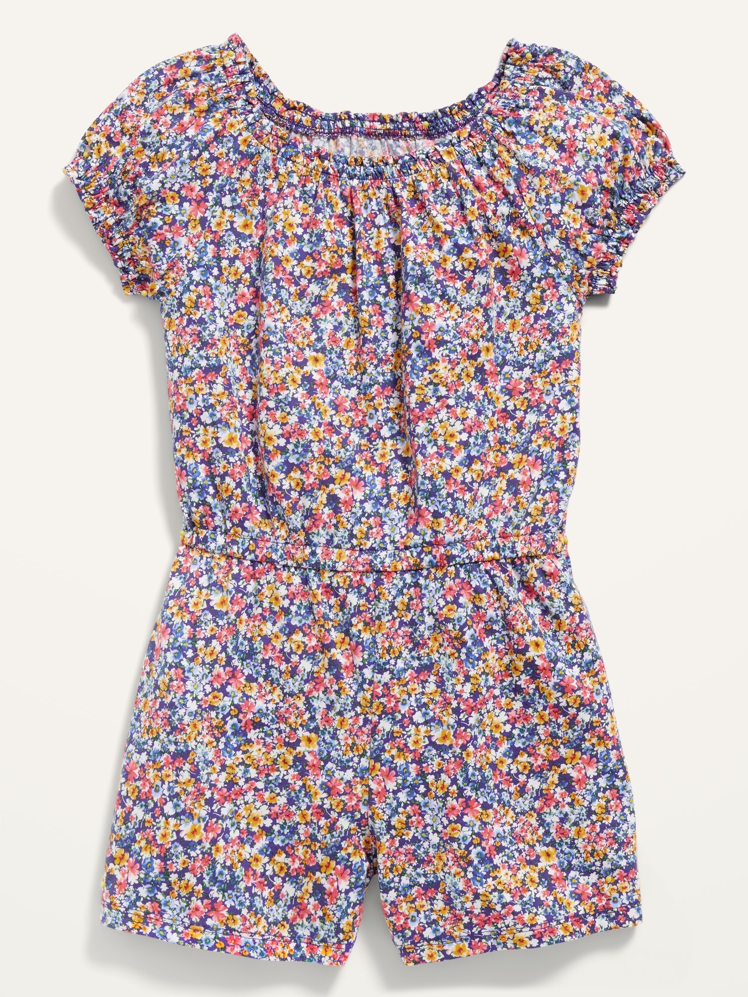 Oldnavy Printed Puff-Sleeve Jersey-Knit Romper for Girls