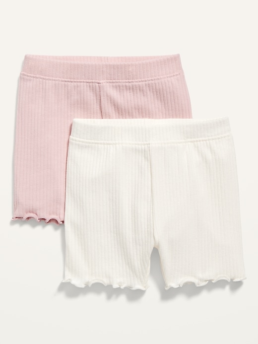 2-Pack Rib-Knit Lettuce-Edge Biker Shorts for Toddler Girls | Old Navy