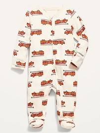 Image number 1 showing, Unisex Printed Footed Sleep & Play One-Piece for Baby