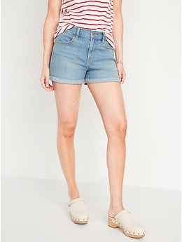 Mid-Rise Light-Wash Jean Shorts for Women - 3-inch inseam