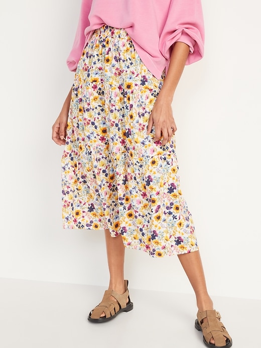 Image number 1 showing, Tiered Floral-Print Maxi Skirt