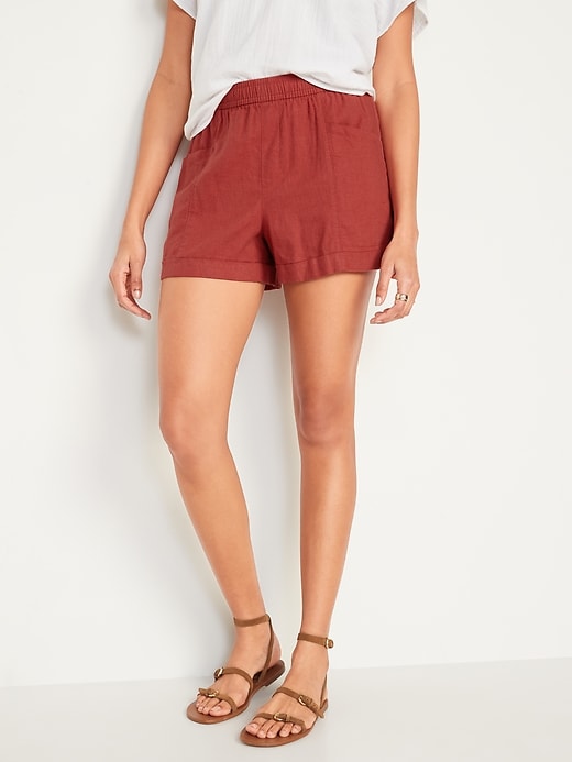 High-Waisted Linen-Blend Shorts for Women -- 3.5-inch inseam | Old Navy