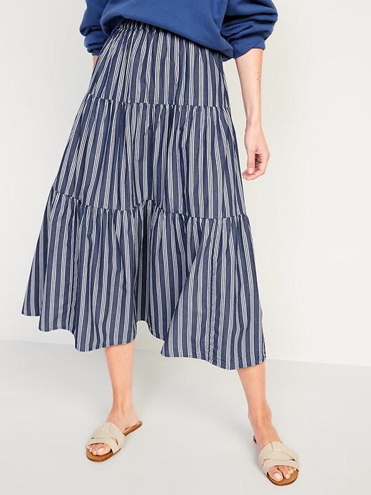 Image number 1 showing, Tiered Striped Maxi Skirt for Women