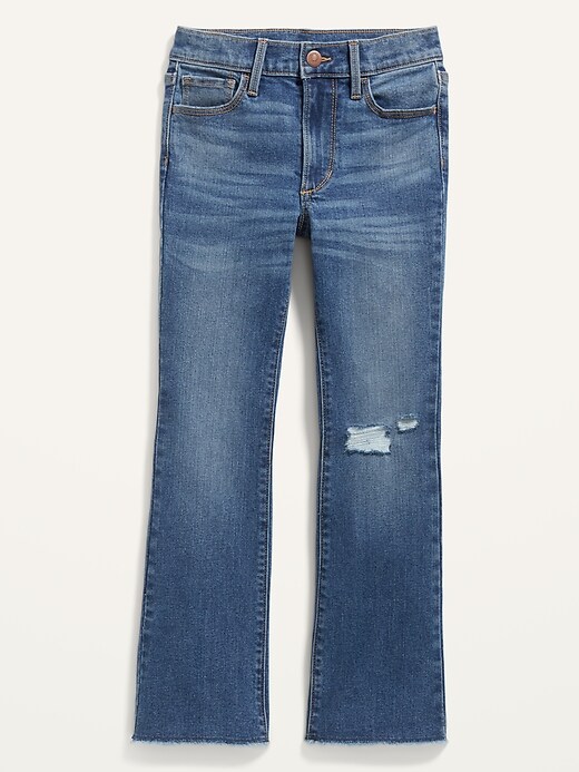 View large product image 1 of 4. Built-In Tough High-Waisted Ripped Flare Jeans for Girls