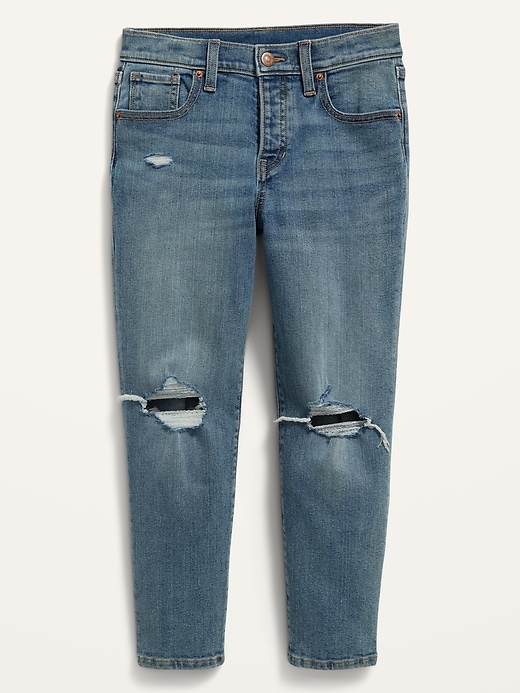 View large product image 1 of 3. High-Waisted Button-Fly O.G. Straight Ripped-Knee Jeans for Girls