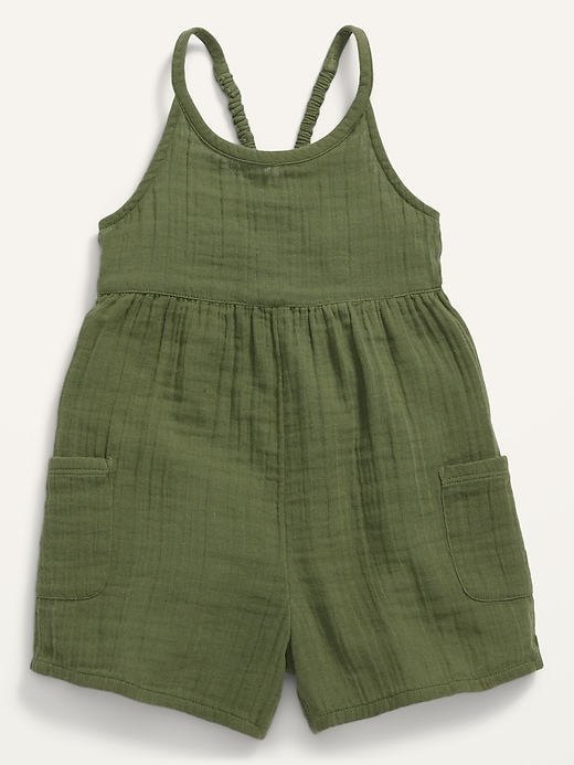 View large product image 1 of 1. Sleeveless Pocket Romper for Toddler Girls