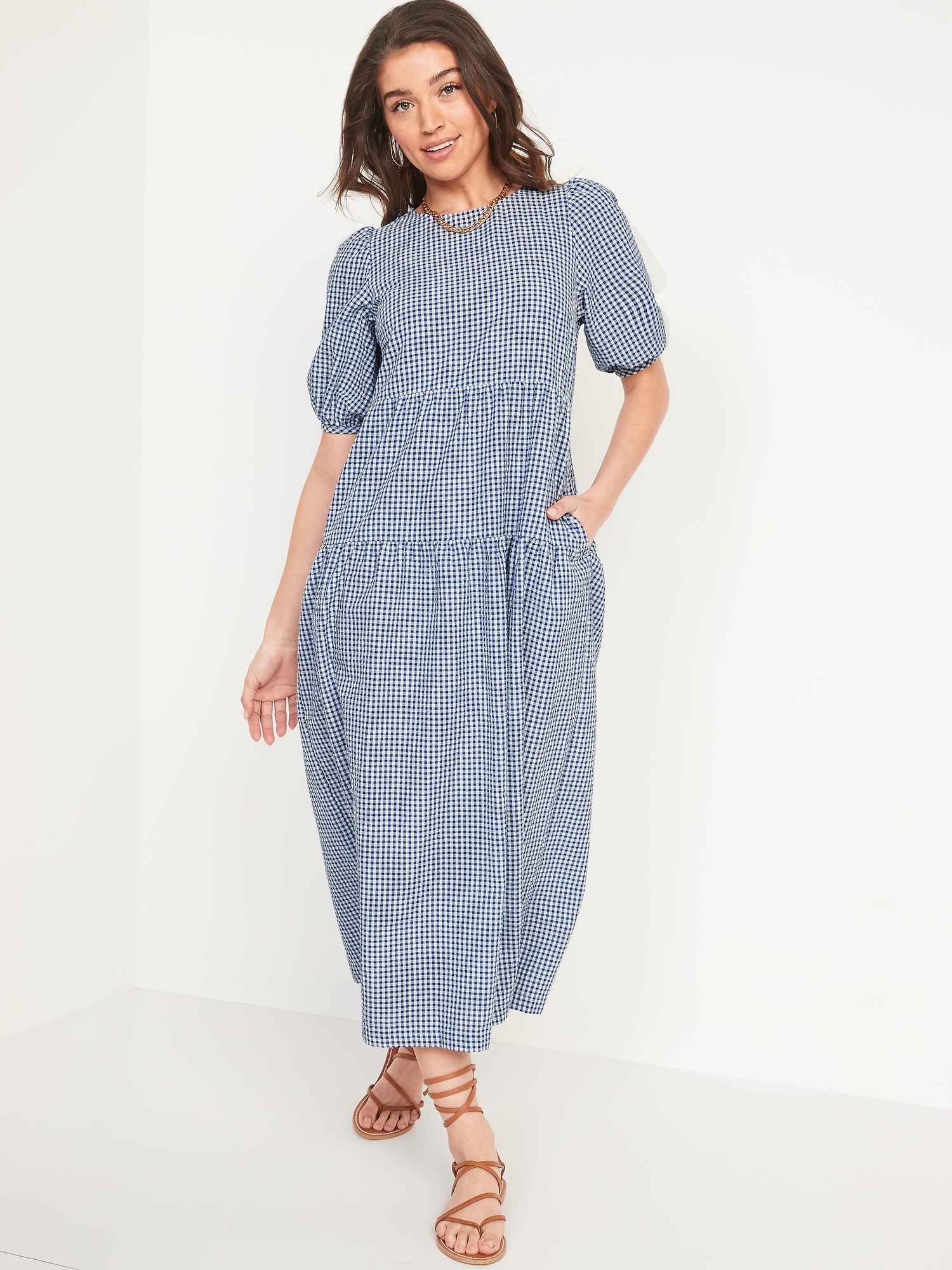 Old navy deals blue gingham dress