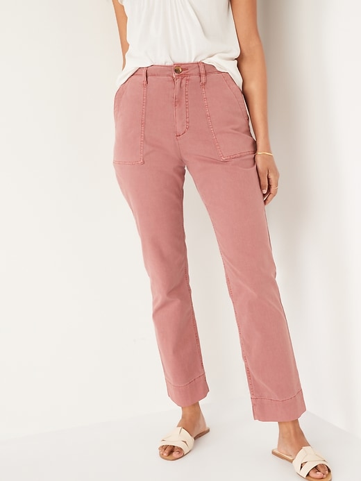 Oldnavy High-Waisted Straight Canvas Workwear Pants for Women