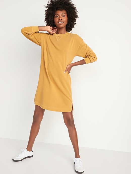 Long sleeve mini shift dress best sale