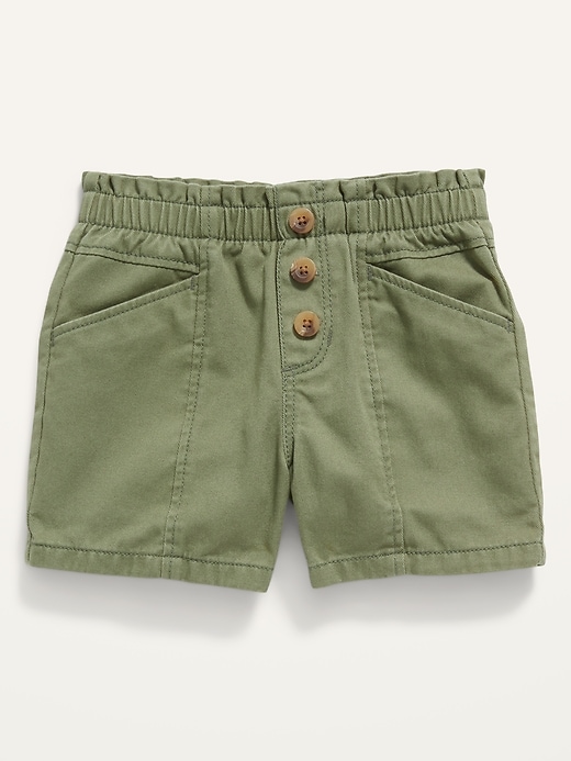 View large product image 1 of 1. Paperbag-Waist Pull-On Utility Shorts for Toddler Girls